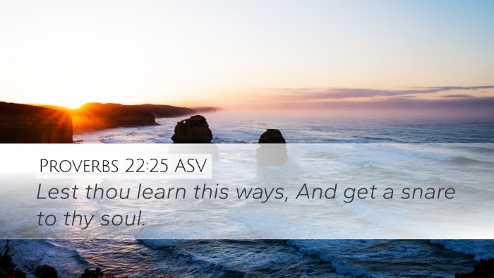 Proverbs 22:25 ASV Desktop Wallpaper - Lest thou learn this ways, And get a snare to thy - Desktop Bible Verse Wallpaper