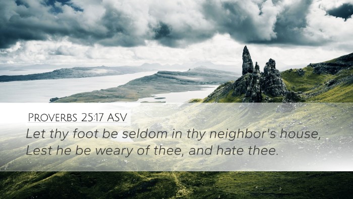 Proverbs 25:17 ASV Desktop Wallpaper - Let thy foot be seldom in thy neighbor's house, - Desktop Bible Verse Wallpaper