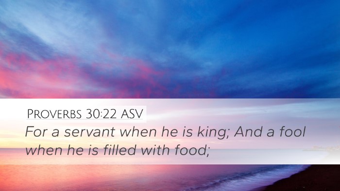 Proverbs 30:22 ASV Desktop Wallpaper - For a servant when he is king; And a fool when he - Desktop Bible Verse Wallpaper