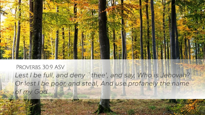Proverbs 30:9 ASV Bible Verse Image