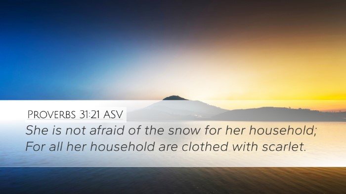 Proverbs 31:21 ASV Desktop Wallpaper - She is not afraid of the snow for her household; - Desktop Bible Verse Wallpaper