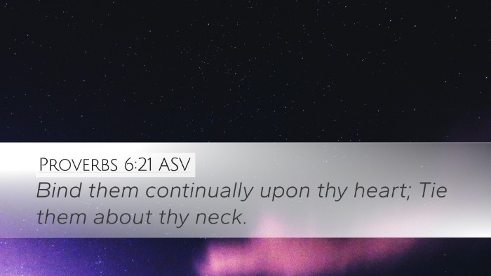 Proverbs 6:21 ASV Desktop Wallpaper - Bind them continually upon thy heart; Tie them - Desktop Bible Verse Wallpaper