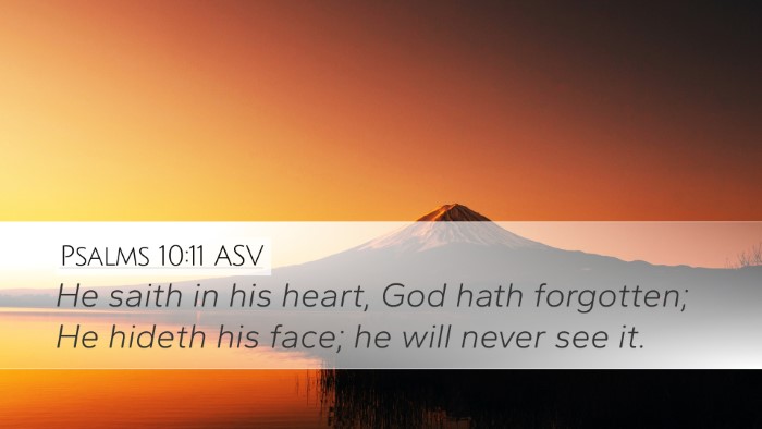 Psalms 10:11 ASV Bible Verse Image