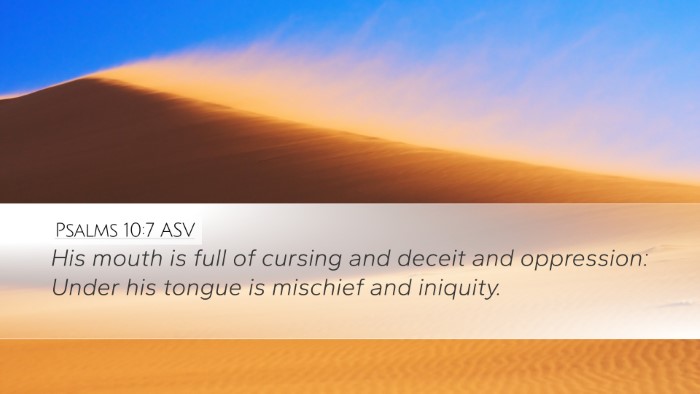 Psalms 10:7 ASV Bible Verse Image