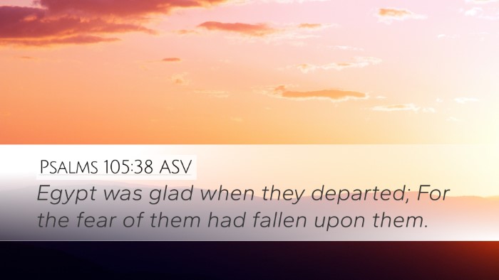 Psalms 105:38 ASV Bible Verse Image