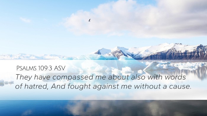 Psalms 109:3 ASV Bible Verse Image