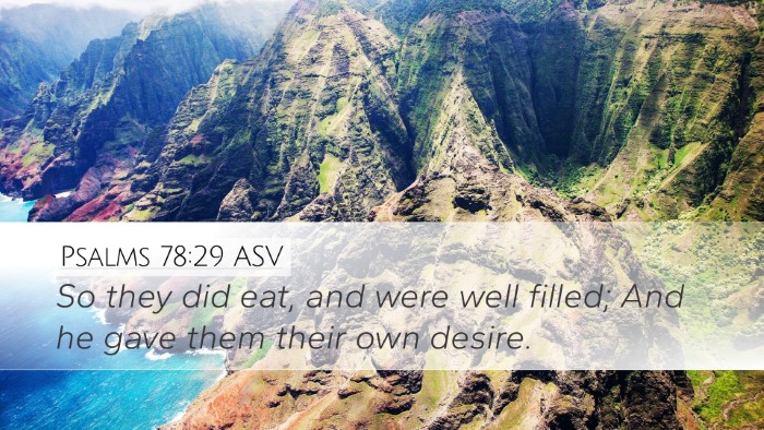 Psalms 78:29 ASV Bible Verse Image