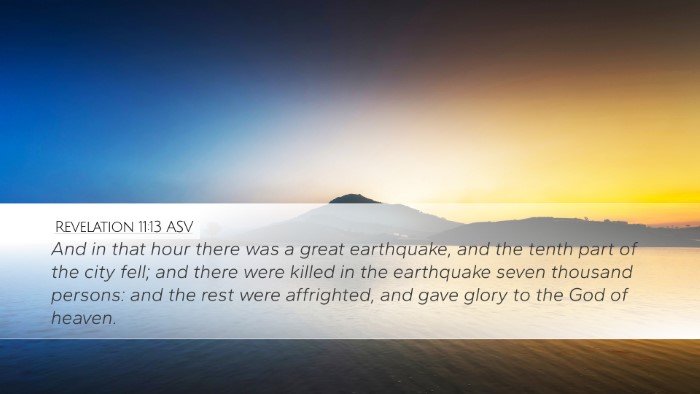 Revelation 11:13 ASV Bible Verse Image