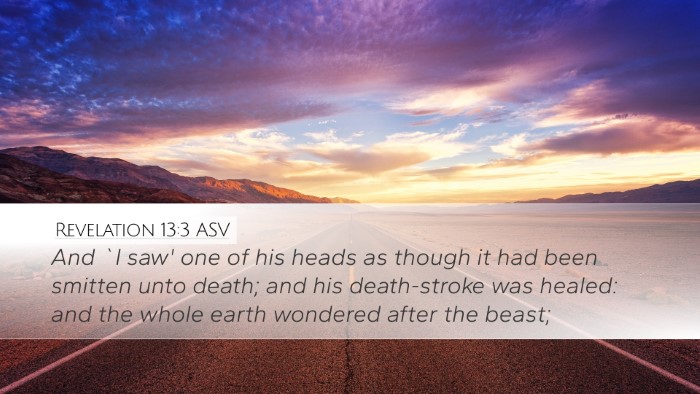 Revelation 13:3 ASV Bible Verse Image