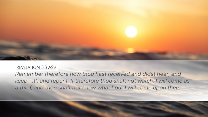 Revelation 3:3 ASV Bible Verse Image
