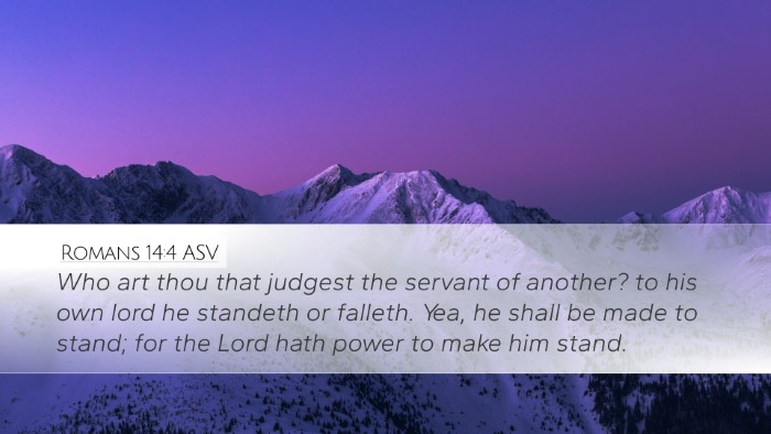 Romans 14:4 ASV Bible Verse Image