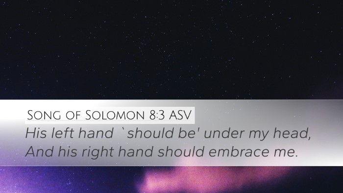 Song of Solomon 8:3 ASV Bible Verse Image