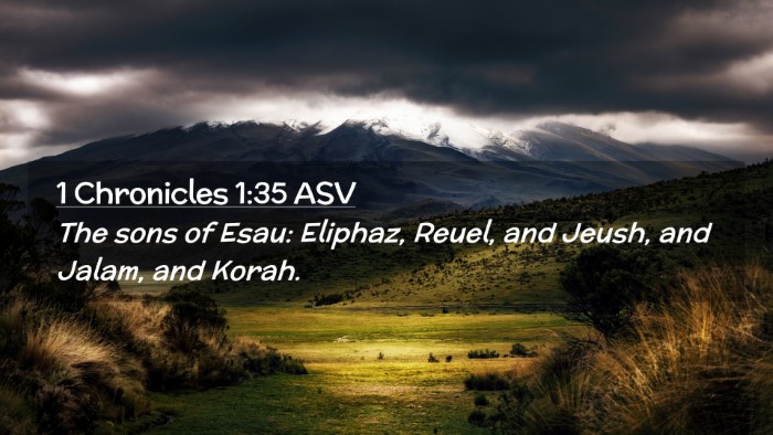 Picture 02 - 1 Chronicles 1:35 ASV Desktop Wallpaper - The sons of Esau: Eliphaz, Reuel, and Jeush, and - Desktop Bible Verse Wallpaper