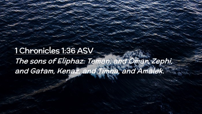 Picture 02 - 1 Chronicles 1:36 ASV Desktop Wallpaper - The sons of Eliphaz: Teman, and Omar, Zephi, and - Desktop Bible Verse Wallpaper
