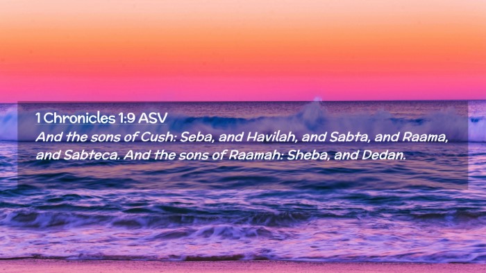 Picture 02 - 1 Chronicles 1:9 ASV Desktop Wallpaper - And the sons of Cush: Seba, and Havilah, and - Desktop Bible Verse Wallpaper