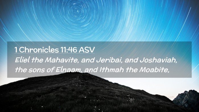 Picture 02 - 1 Chronicles 11:46 ASV Desktop Wallpaper - Eliel the Mahavite, and Jeribai, and Joshaviah, - Desktop Bible Verse Wallpaper