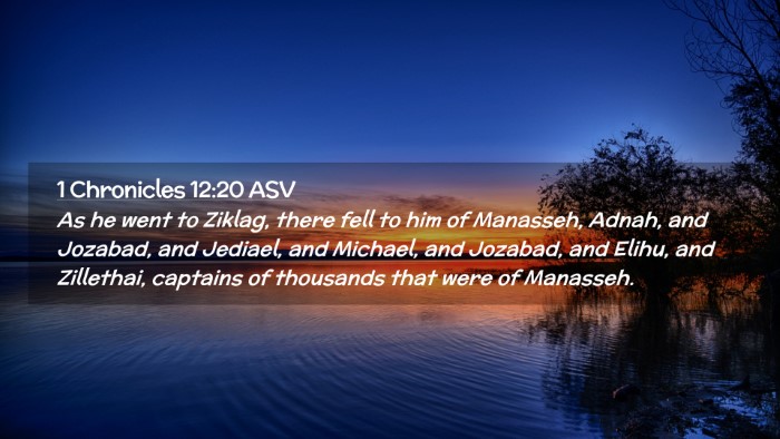 Picture 02 - 1 Chronicles 12:20 ASV Desktop Wallpaper - As he went to Ziklag, there fell to him of - Desktop Bible Verse Wallpaper