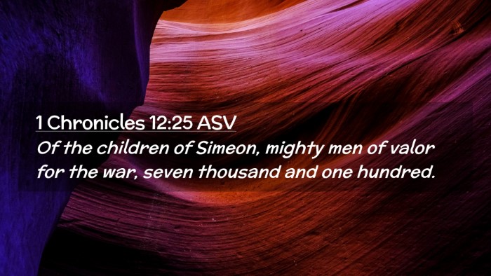 Picture 02 - 1 Chronicles 12:25 ASV Desktop Wallpaper - Of the children of Simeon, mighty men of valor - Desktop Bible Verse Wallpaper