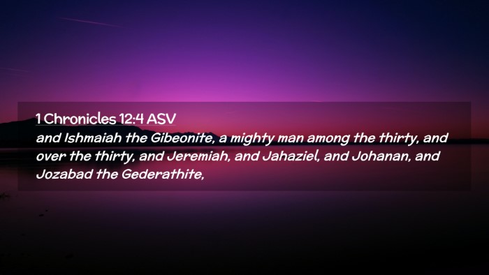 Picture 02 - 1 Chronicles 12:4 ASV Desktop Wallpaper - and Ishmaiah the Gibeonite, a mighty man among - Desktop Bible Verse Wallpaper