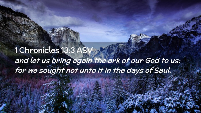 Picture 02 - 1 Chronicles 13:3 ASV Desktop Wallpaper - and let us bring again the ark of our God to us: - Desktop Bible Verse Wallpaper