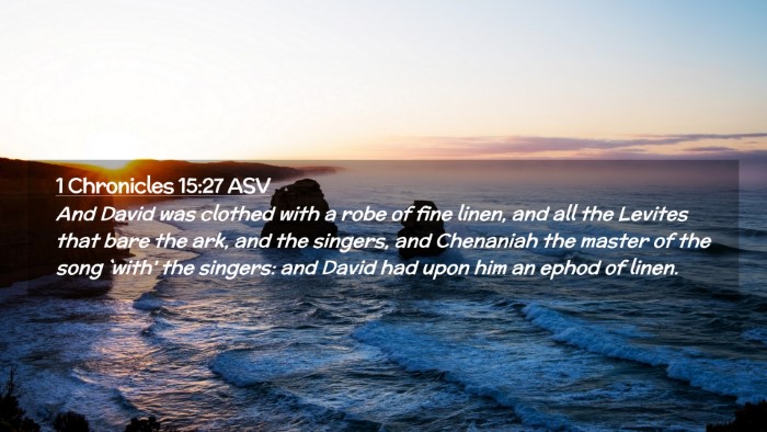 Picture 02 - 1 Chronicles 15:27 ASV Desktop Wallpaper - And David was clothed with a robe of fine linen, - Desktop Bible Verse Wallpaper