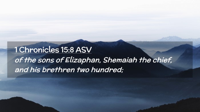 Picture 02 - 1 Chronicles 15:8 ASV Desktop Wallpaper - of the sons of Elizaphan, Shemaiah the chief, and - Desktop Bible Verse Wallpaper