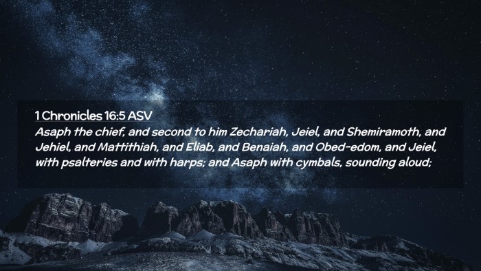 Picture 02 - 1 Chronicles 16:5 ASV Desktop Wallpaper - Asaph the chief, and second to him Zechariah, - Desktop Bible Verse Wallpaper
