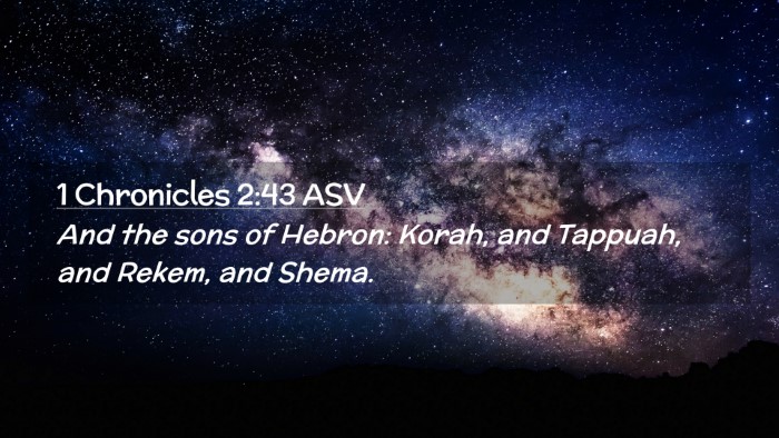 Picture 02 - 1 Chronicles 2:43 ASV Desktop Wallpaper - And the sons of Hebron: Korah, and Tappuah, and - Desktop Bible Verse Wallpaper