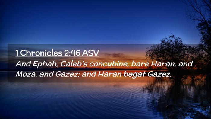 Picture 02 - 1 Chronicles 2:46 ASV Desktop Wallpaper - And Ephah, Caleb's concubine, bare Haran, and - Desktop Bible Verse Wallpaper