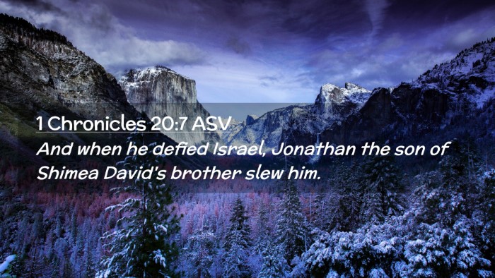 Picture 02 - 1 Chronicles 20:7 ASV Desktop Wallpaper - And when he defied Israel, Jonathan the son of - Desktop Bible Verse Wallpaper