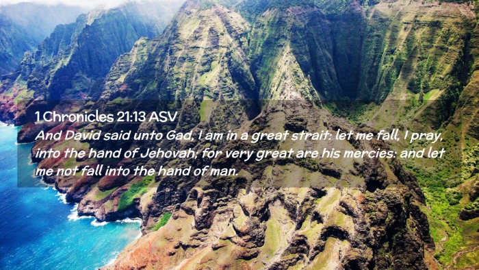 Picture 02 - 1 Chronicles 21:13 ASV Desktop Wallpaper - And David said unto Gad, I am in a great strait: - Desktop Bible Verse Wallpaper