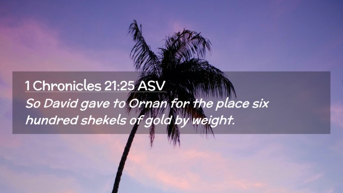 Picture 02 - 1 Chronicles 21:25 ASV Desktop Wallpaper - So David gave to Ornan for the place six hundred - Desktop Bible Verse Wallpaper