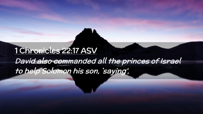 Picture 02 - 1 Chronicles 22:17 ASV Desktop Wallpaper - David also commanded all the princes of Israel to - Desktop Bible Verse Wallpaper