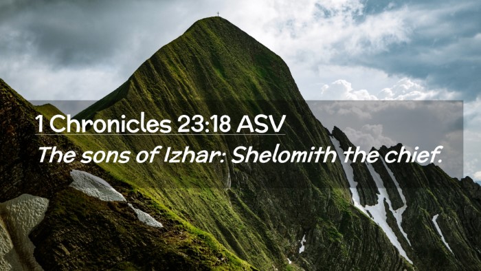 Picture 02 - 1 Chronicles 23:18 ASV Desktop Wallpaper - The sons of Izhar: Shelomith the - Desktop Bible Verse Wallpaper