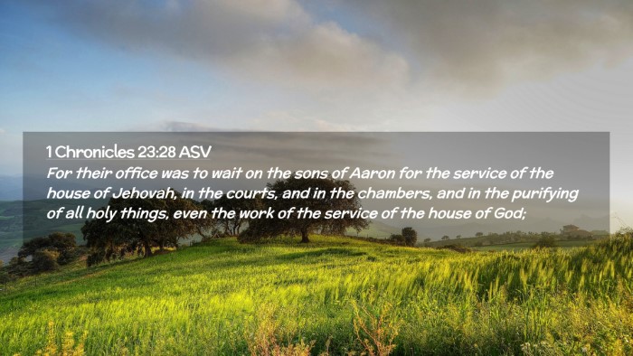 Picture 02 - 1 Chronicles 23:28 ASV Desktop Wallpaper - For their office was to wait on the sons of Aaron - Desktop Bible Verse Wallpaper