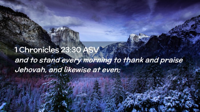 Picture 02 - 1 Chronicles 23:30 ASV Desktop Wallpaper - and to stand every morning to thank and praise - Desktop Bible Verse Wallpaper