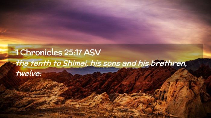 Picture 02 - 1 Chronicles 25:17 ASV Desktop Wallpaper - the tenth to Shimei, his sons and his brethren, - Desktop Bible Verse Wallpaper