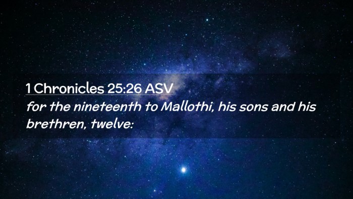 Picture 02 - 1 Chronicles 25:26 ASV Desktop Wallpaper - for the nineteenth to Mallothi, his sons and his - Desktop Bible Verse Wallpaper
