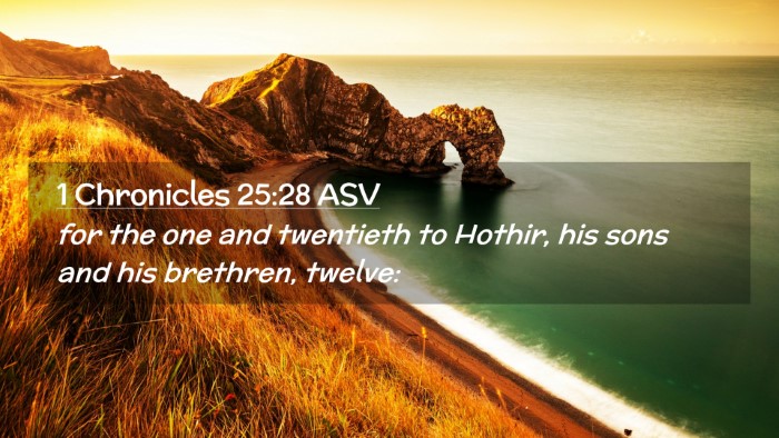 Picture 02 - 1 Chronicles 25:28 ASV Desktop Wallpaper - for the one and twentieth to Hothir, his sons and - Desktop Bible Verse Wallpaper