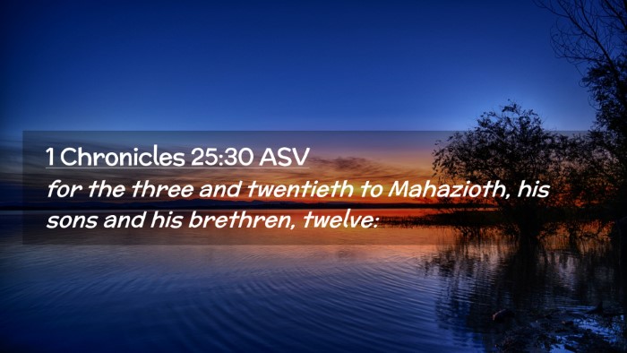 Picture 02 - 1 Chronicles 25:30 ASV Desktop Wallpaper - for the three and twentieth to Mahazioth, his - Desktop Bible Verse Wallpaper