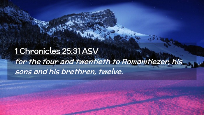 Picture 02 - 1 Chronicles 25:31 ASV Desktop Wallpaper - for the four and twentieth to Romamtiezer, his - Desktop Bible Verse Wallpaper