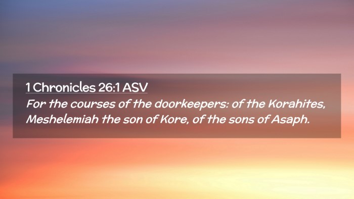 Picture 02 - 1 Chronicles 26:1 ASV Desktop Wallpaper - For the courses of the doorkeepers: of the - Desktop Bible Verse Wallpaper