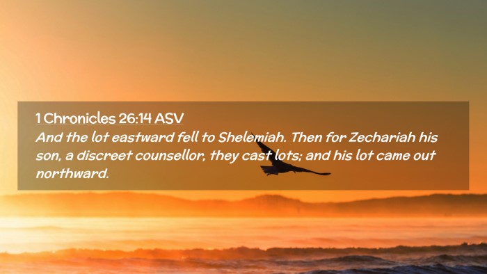 Picture 02 - 1 Chronicles 26:14 ASV Desktop Wallpaper - And the lot eastward fell to Shelemiah. Then for - Desktop Bible Verse Wallpaper