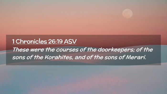Picture 02 - 1 Chronicles 26:19 ASV Desktop Wallpaper - These were the courses of the doorkeepers; of the - Desktop Bible Verse Wallpaper