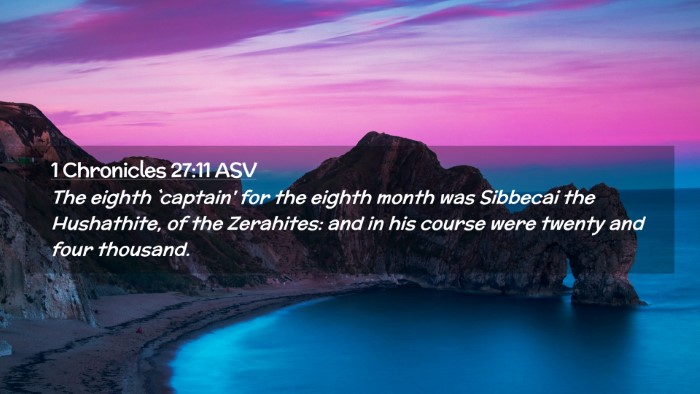 Picture 02 - 1 Chronicles 27:11 ASV Desktop Wallpaper - The eighth `captain' for the eighth month was - Desktop Bible Verse Wallpaper