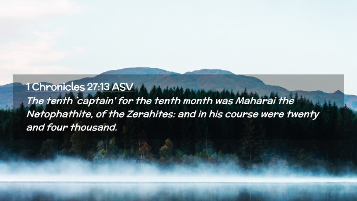 Picture 02 - 1 Chronicles 27:13 ASV Desktop Wallpaper - The tenth `captain' for the tenth month was - Desktop Bible Verse Wallpaper