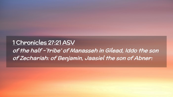 Picture 02 - 1 Chronicles 27:21 ASV Desktop Wallpaper - of the half -`tribe' of Manasseh in Gilead, Iddo - Desktop Bible Verse Wallpaper