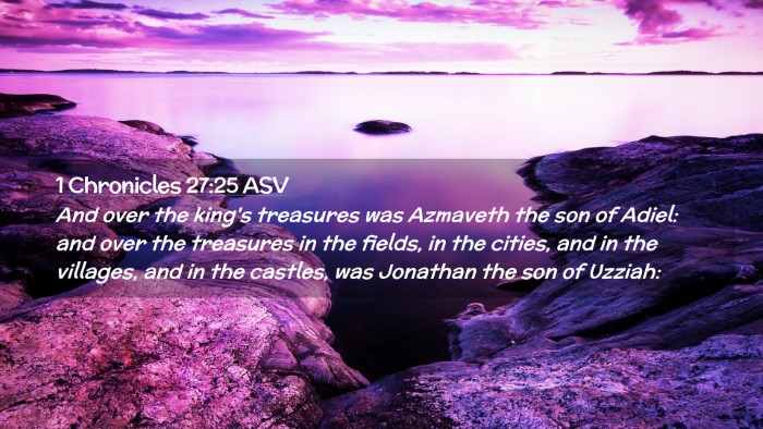 Picture 02 - 1 Chronicles 27:25 ASV Desktop Wallpaper - And over the king's treasures was Azmaveth the - Desktop Bible Verse Wallpaper