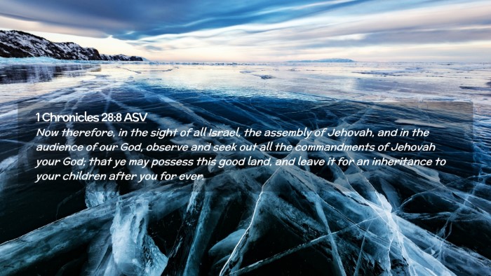 Picture 02 - 1 Chronicles 28:8 ASV Desktop Wallpaper - Now therefore, in the sight of all Israel, the - Desktop Bible Verse Wallpaper
