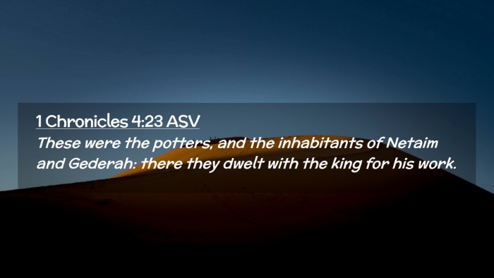 Picture 02 - 1 Chronicles 4:23 ASV Desktop Wallpaper - These were the potters, and the inhabitants of - Desktop Bible Verse Wallpaper